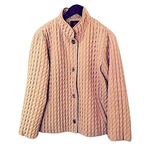 Vintage Gallery Womens Clasp Up Quilted Yellow Cottage Core Bomber Jacket Small